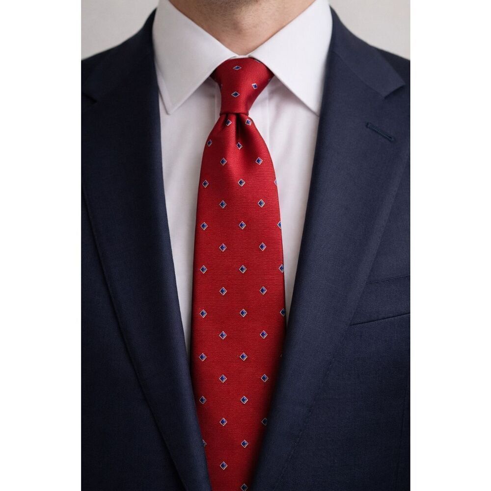 Red Patterned Tie Designer Men’s Neck Tie Classic Formal Business Tie